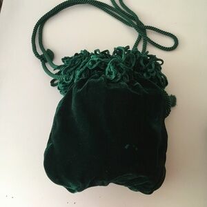 Victoria’s Secret vintage green velvet drawstring bag